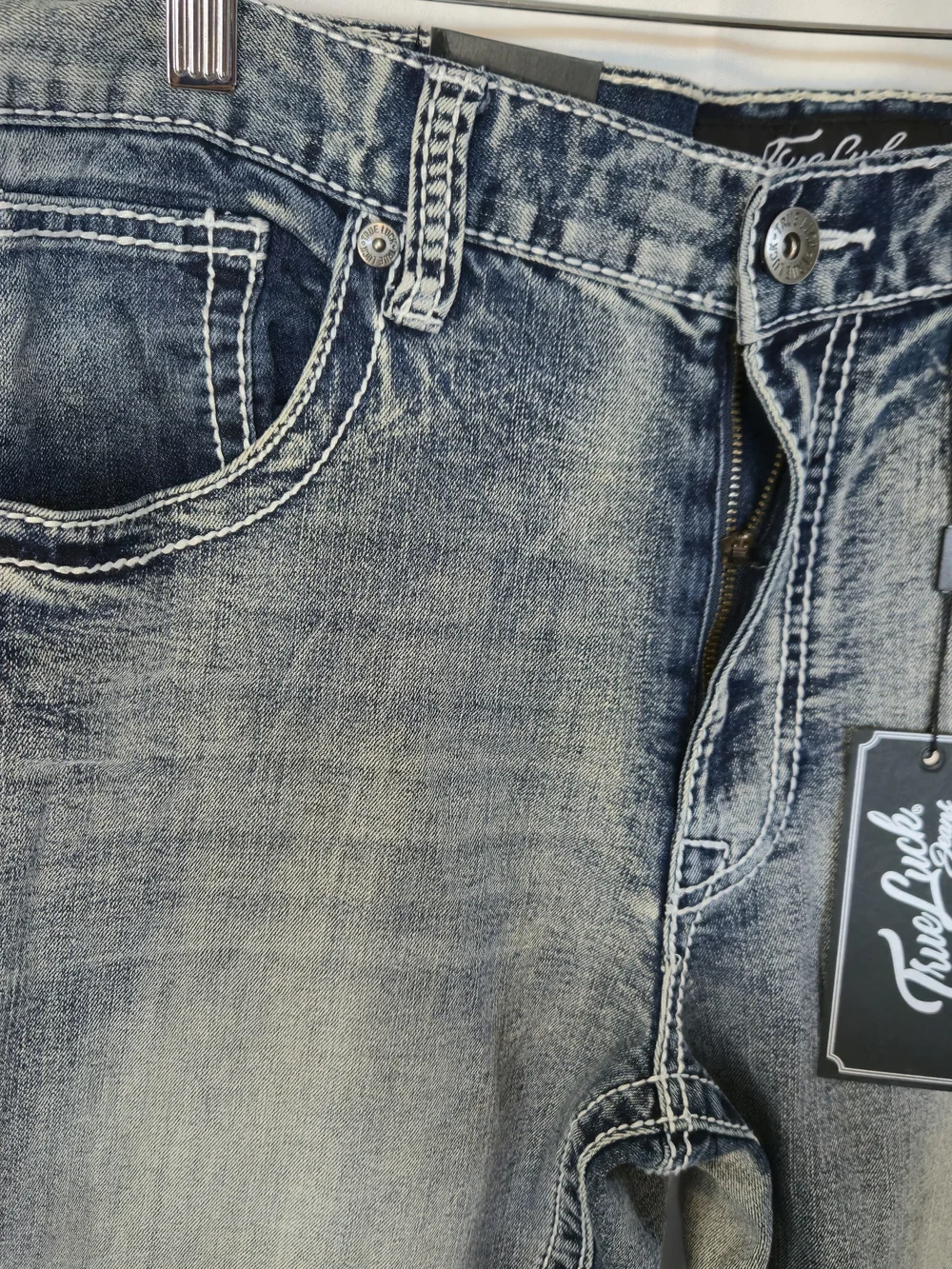 Men`s True Luck Relaxed Bootcut Classic Stretch Denim Jeans Size 36x32 0890